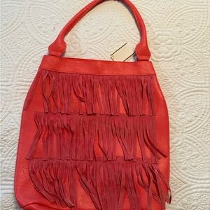 Fringed Coral Handbag NEW